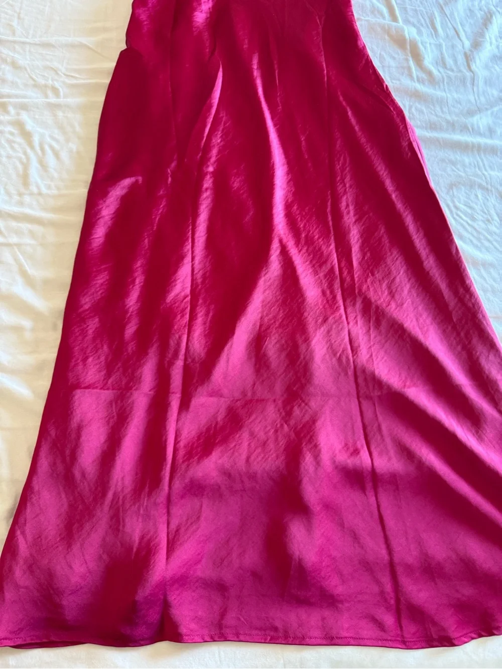 Abercrombie & Fitch Satin Cowl Neck Maxi Dress Pink Front Slit Sleeveless MP New